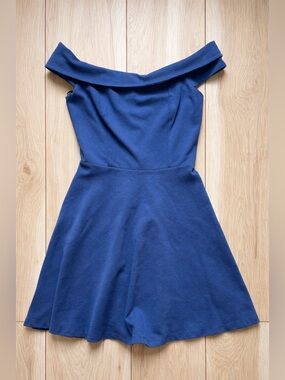 Lulus Blue Off Shoulder Skater Dress Size Small Fit & Flare Mini